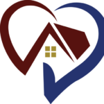 Red and blue heart logo with house